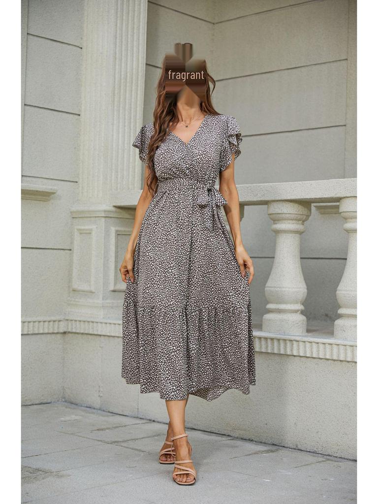 V-neck Printed Short-sleeved Women's Dress - 2023 Spring/Summer Collection
