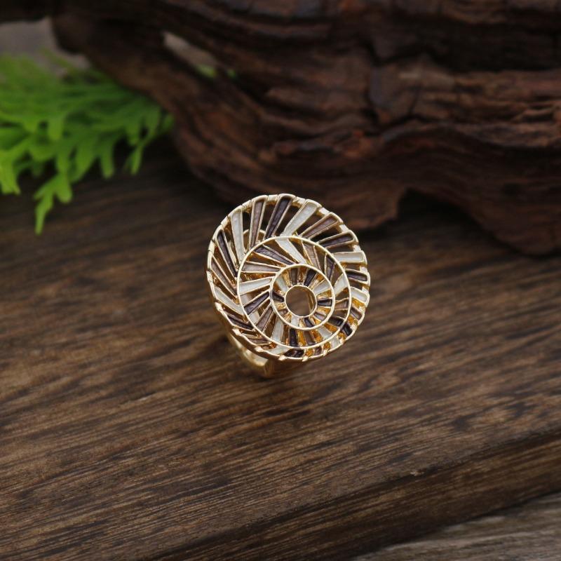 New Enamel Color Round Hollow Line Elastic Ring Women's Creative High-end Geometric Line Ring