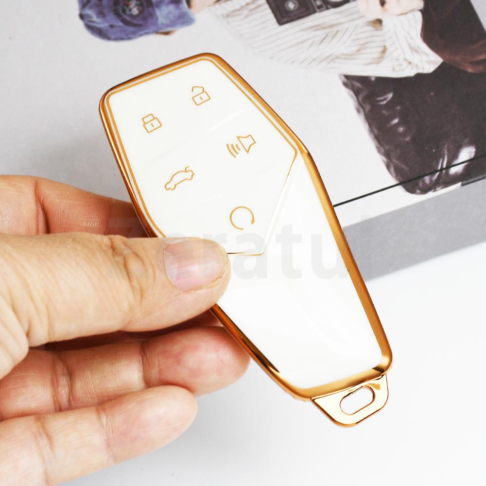 Gold Edge Tpu For Mg One Tpu Car Key Case Cover Keyless Holder For Roewe Shell Fob Keychain Accessories