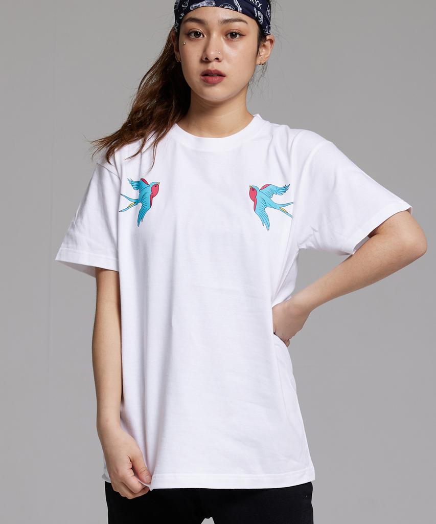 CREAM SODA LAB Swallow Twin Short Sleeve Tee White