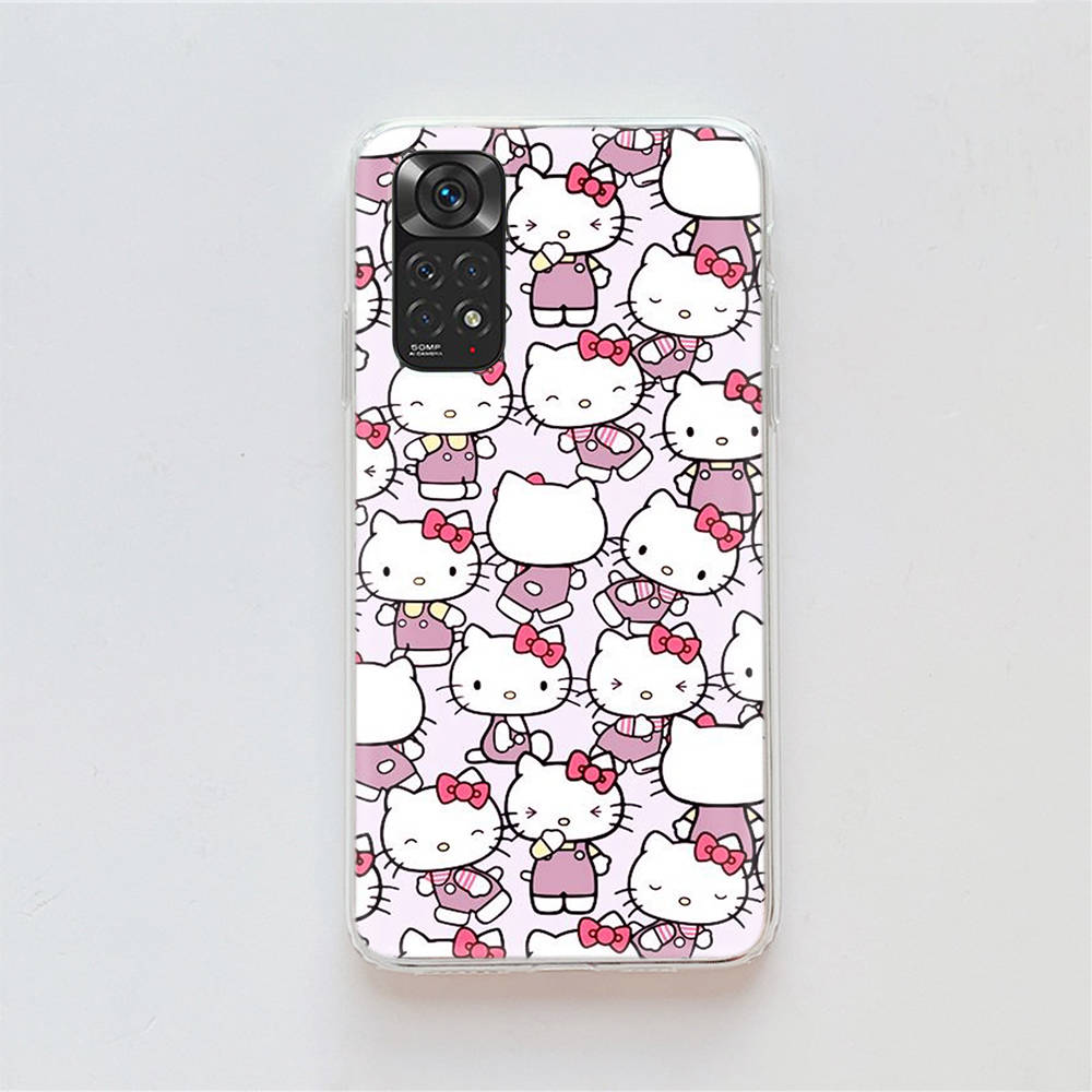 KT62 Cute Hello Kitty Case for Samsung A04 A14 A23 A34 A54 M23 M33 M52 M53 Realme 10 9 C30S C35 C55 VIVO Y02S Y21 Y33S Y51 X80 Pro Clear Cover