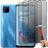 Set of 3 Anti-spy Tempered Glass for Realme C20 - Black Screen Protector