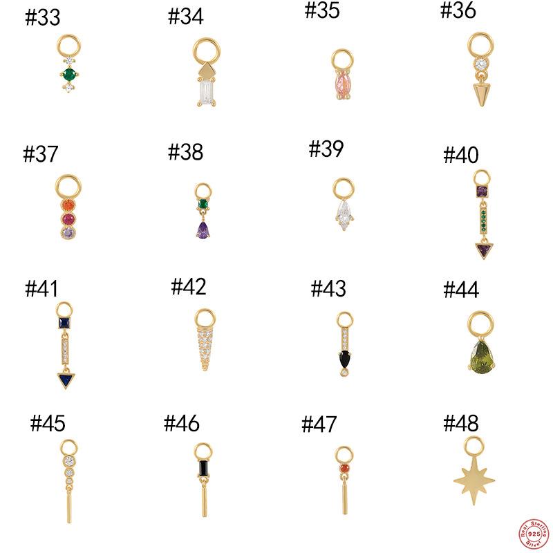 Color CZ Gemstone Pearl Permanent Bulk Pendant Diy 925 Sterling Silver Single Earring Charms for Hoop Jewelry Making Gold Plated