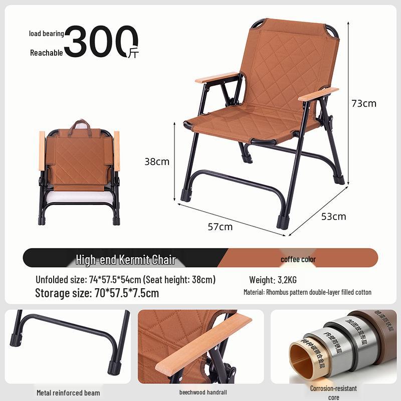 Padded Outdoor Folding Double Camping Chair for BBQ, Fishing, and Picnics