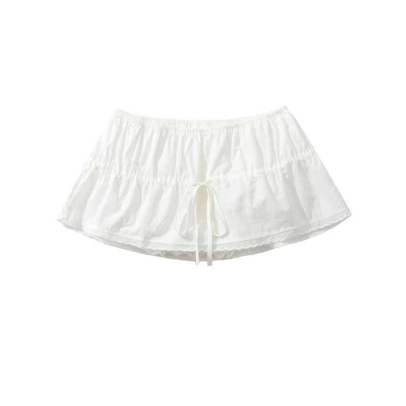 Zbzr Spring New Women Clothes Western Style Fashion Lace Trim Bow Drawstring Small Top Elastic Short Culottes