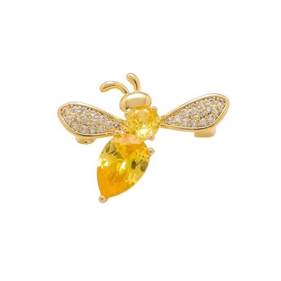 

Mini Brooch Dazzling Rhinestone Inlay Bee Shape Zinc Alloy Pin Suits Coats Sweaters Scarves Badge Outfit Accessory жёлтый