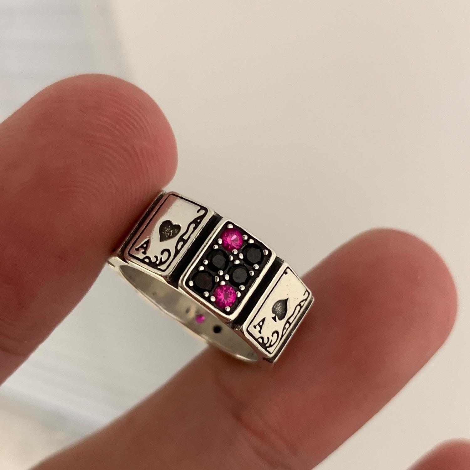 

Серебристый цвет, игральные карты с цирконием, открытые манжеты, кольца на палец для женщин и девочек, модные винтажные ретро-ювелирные изделия, подарок для женщин, вечерние