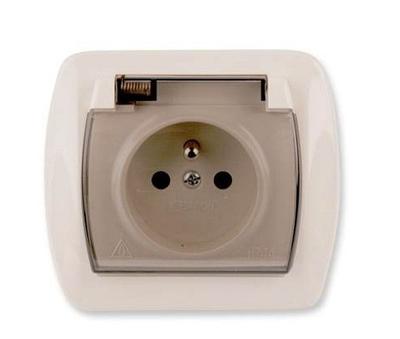 Akord Single Socket With/With Ip44 With Smoke Flap, Beige - E131Aa-Kn080