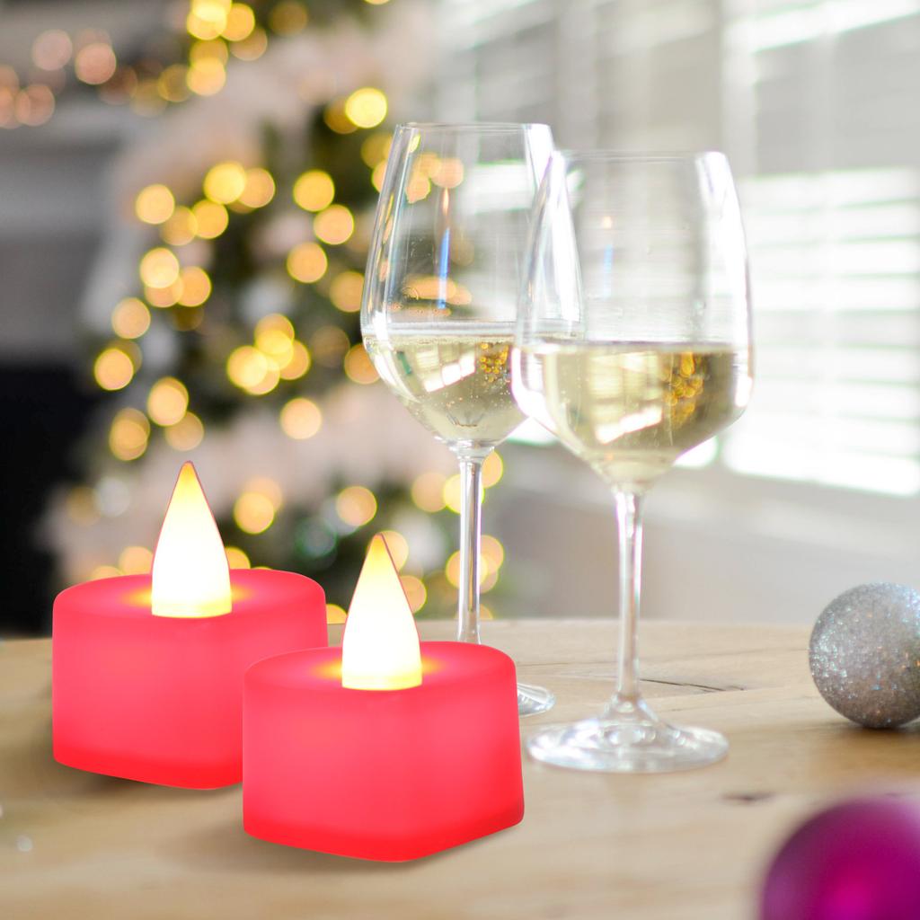 24Pcs Heart Shaped LED Electronic Lamp Flameless Warm White Flickering Light for Valentine Christmas Party Decor Night