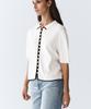 Massimo Dutti Color Block Detail Short Sleeve Knit Cardigan