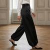 Women Satin Bloomers, High Waist Wide Leg Trousers, Pure Color Loose Fit Flowing Pants for Office Date Night Casual Daywear
