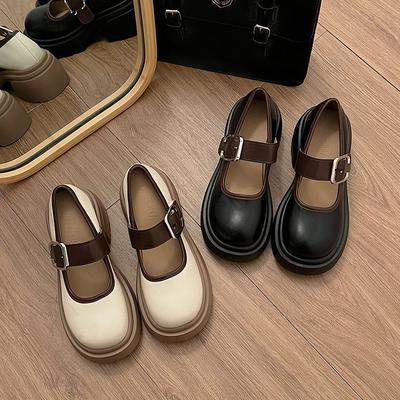 Retro Thick Heeled Thick Bottom Shoes Female Spring and Summer England Style Mary Jane Single Shoes