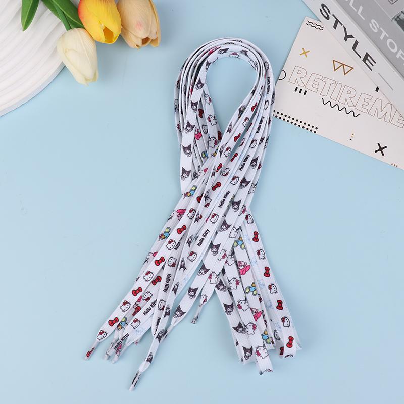 2Pcs Sanrio Shoelaces Cartoon Cinnamon Kuromi Hello Kitty Flat Shoe Laces Accessories Shoelace 120Cm Girls Gifts
