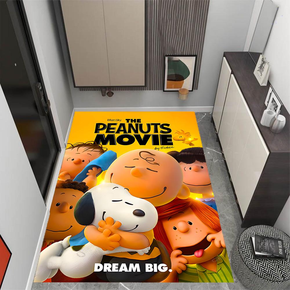 Snoopy's Peanuts Gang Themed Anti-Slip Rugs - Polyester Home Decor, Suitable for Bedrooms, Living Rooms, Doorways, Studios, and Decorations