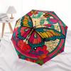 Colorful Butterfly Mandala Wall Art Decor Umbrella, Cute Umbrella with Cute Design, Portable 3-Fold Compact Umbrella for Men & Women, Valentine's Day