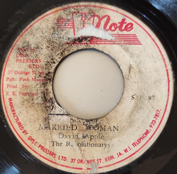 

7inch Record DAVID APPLE THE REVOLUTIONARIES Married Woman SP97 High Note Jamaica Reggae Ska Dub Used