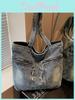 Denim Multipocket Casual Retro Washed Tote Bag 2025 Trendy Mommy Commute Shoulder Bag