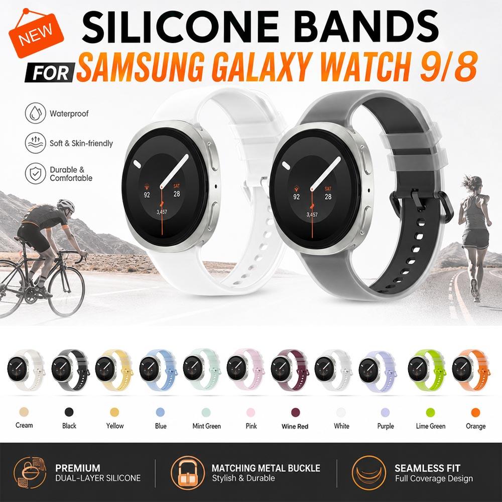 Cinturino Originale in Silicone per Samsung Galaxy Watch 9 40mm/44mm Cinturini per Samsung Galaxy Watch 8 Classic 40mm 44mm Braccialetto