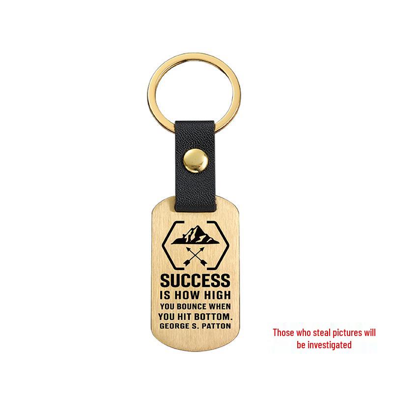 Gravierbarer Metall-Leder-Schlüsselanhänger - Inspirierendes Langlauf-Bergsteiger-Geschenk