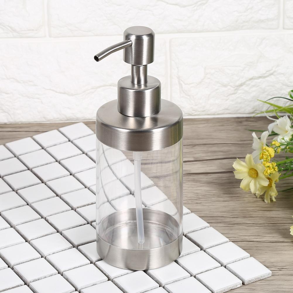 1PC 350ml Soap Dispenser Countertop Pump Lotion Bottle 304 Stainless Steel&Acrylic