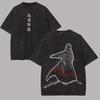 2026 Summer Anime Naruto Oversized T-shirt, Minato Namikaze 4th Hokage Print Casual Streetwear Washed Black Tee for Men Women