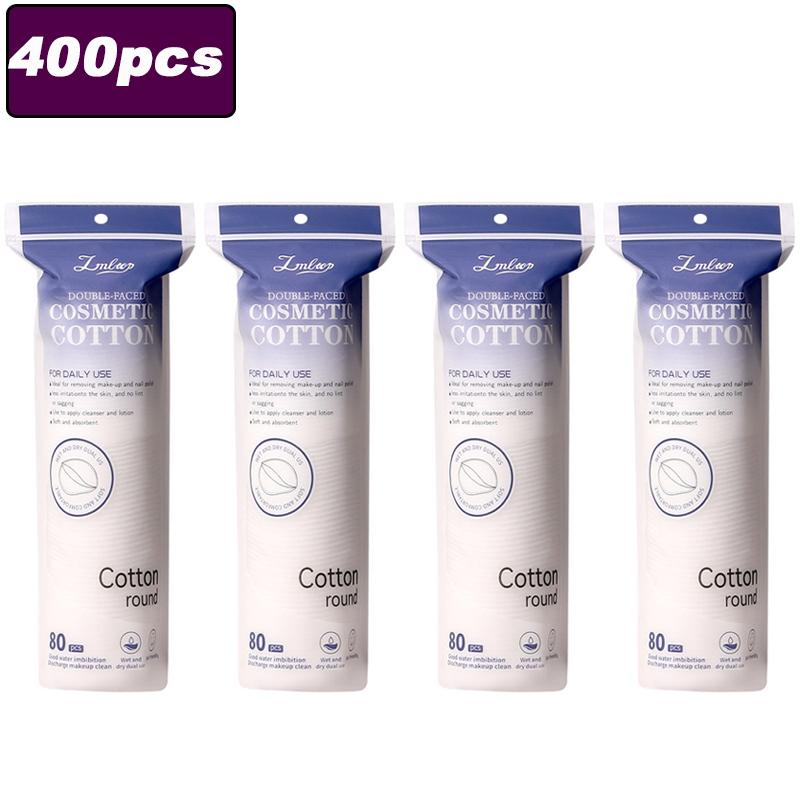 100/400pcs soft and breathable round cotton pad with double-sided texture is used for daily facial cleaning and makeup removal