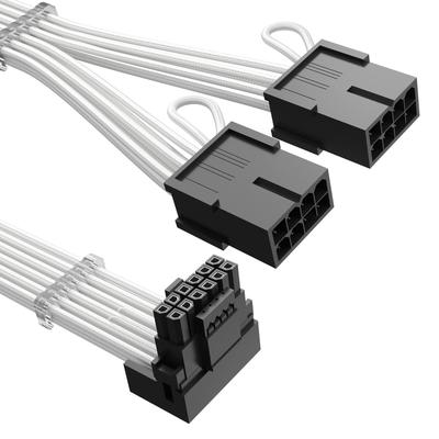 Agtray 4070Ti PCIe 5.0 GPU Stroomverlengingskabel, 90-graden hoek, 12VHPWR, 16-pins (12+4) naar 2x 8-pins Mannelijk-Vrouwelijk Omhulde Verlengsnoer, Compatibel