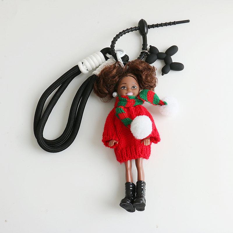 

Xiaoxiangfeng Милый вязаный брелок-подвеска для сумки Девочка Черная кукла Брелок Подвеска
