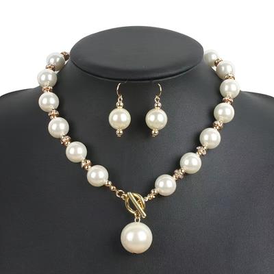 Schmuck-Accessoires Halskette Ohrringe Alles passend 1 Set für Damen Schmuckset Kunstperlen-Dekor Elegant Kurze Schlüsselbeinkette Schmuck-Accessoire