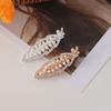 Bow Pearl Hairpin Women'S Leaf-Shaped Bangs Clip, Forehead Broken Hair Card Duck Bill Clip Side Hair Accessories