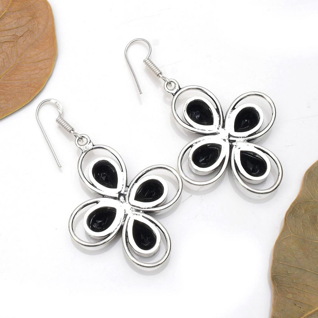 Black Onyx Gemstone Handmade 925 Sterling Silver Jewelry Earring