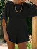 Womens Summer Slim Fit Romper Short Sleeve Crew Neck Jumpsuit with Pocket