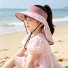 New fashion children's beach outdoor hat boys and girls shawl empty top hat cartoon wide brim summer shading adjustable