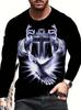 Fashion Jesus Cross Pattern T Shirt For Men 3D Lion Print Long Sleeve T-shirt Hip Hop Trend Vintage Clothes Oversized Cotton Top