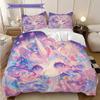 Cartoon cute fantasy unicorn bedding, duvet cover, pillowcase, home decoration, birthday gift (1 * duvet cover+2 * pillowcase, coreless)