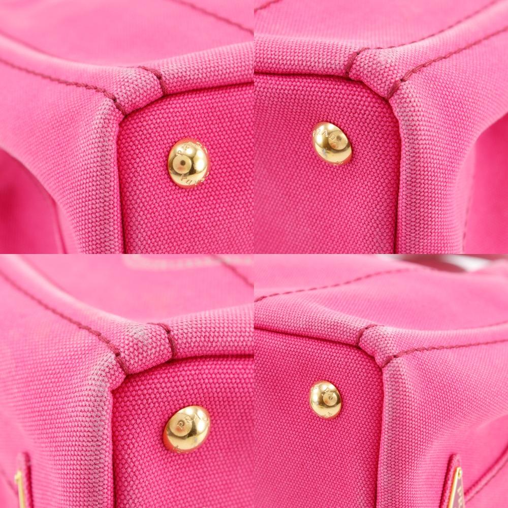 Prada Canapa Handbag 2WAYShoulder Tote Bag Pink Canvas Women Used