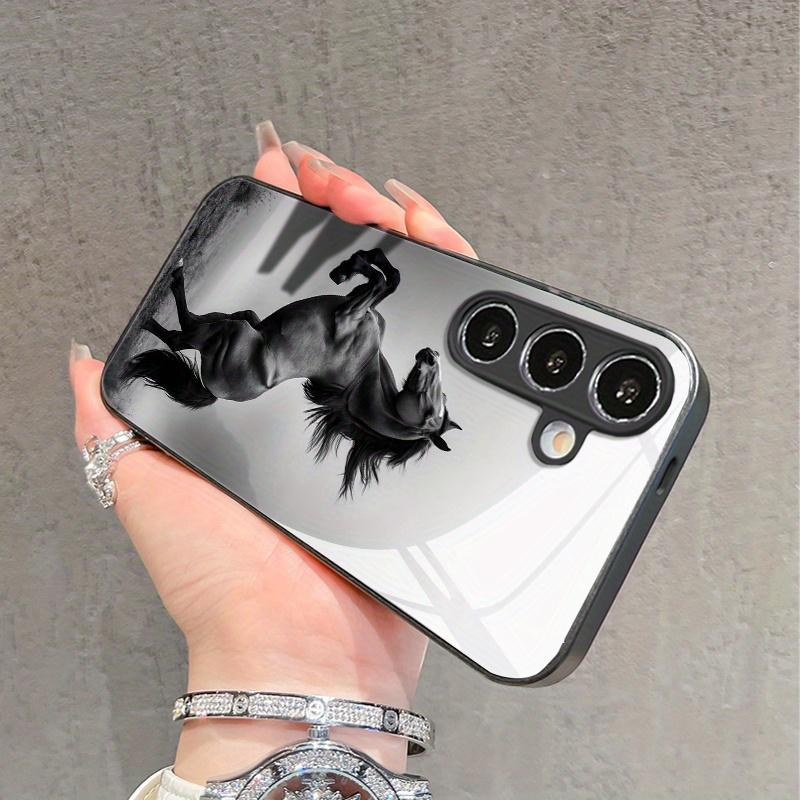 Art Dark Horse Pattern Glass Phone Case Suitable for Samsung Galaxy S26 S25 S24 S23 S22 S20 FE/Ultra/Plus5G Anti Drop
