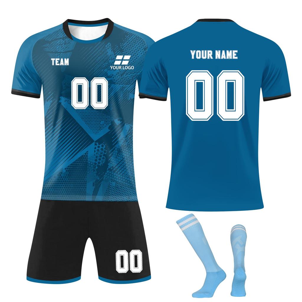 Men's Soccer Jersey Set Breathable Quick-Dry Sportswear with Shorts & Socks for Training & Matches
