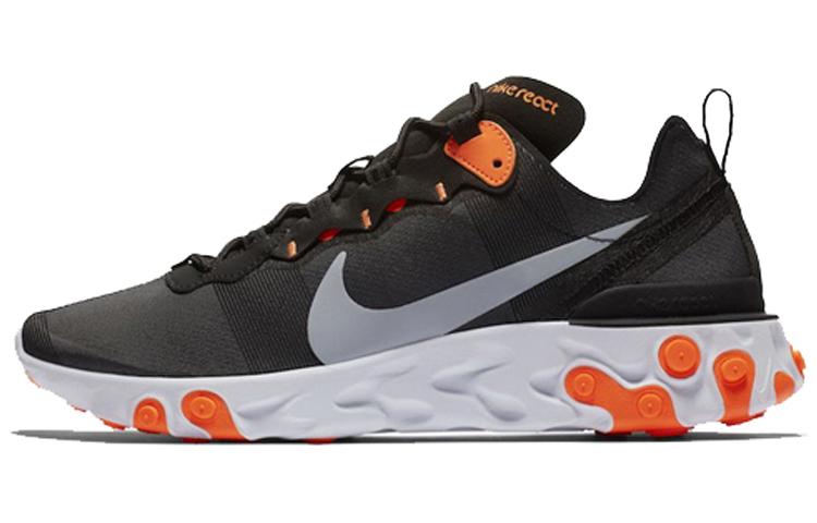 Nike React Element 55 Black Cool Grey Total Orange BQ6166-006 42.5