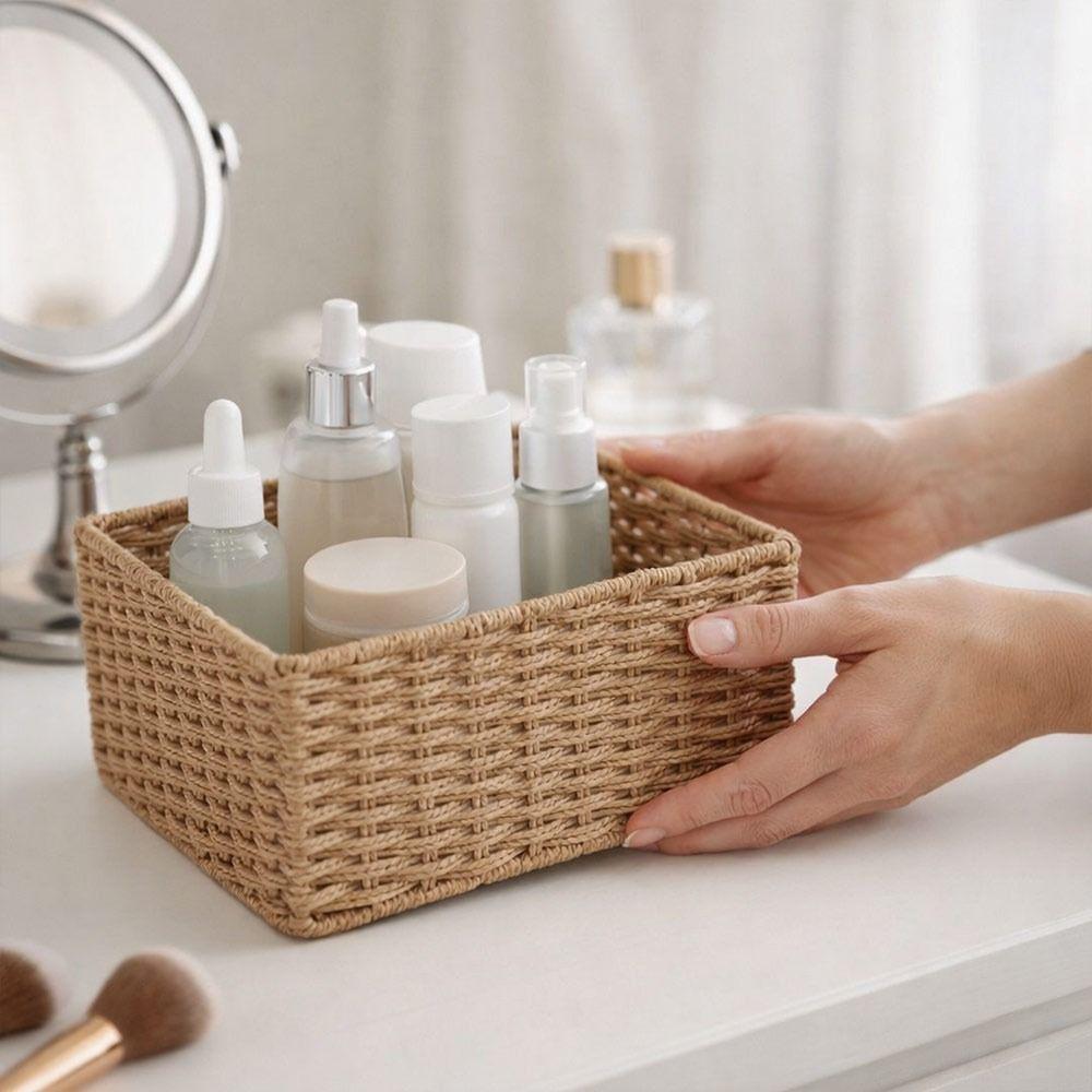 New Large Capacity Woven Storage Basket Handmade Reusable Snack Sundries Organizer Clothing Storage Basket