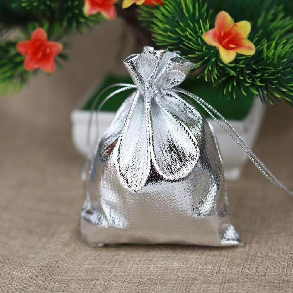 20PCS Foil Material Gift Bags Gold Silver Color Jewelry Bags Luxury Cloth Gift Bags  Christmas Party