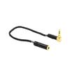 20cm Elbow 3.5mm Male To Female Stereo Extension Audio Adapter Cable Black