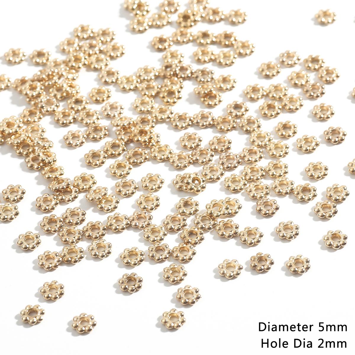 

200 шт., 4 мм, 5 мм, 6 мм, бусины-разделители для цветов ромашки, металлические тибетские серебряные бусины-разделители для изготовления ювелирных изделий 5mm