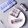 3Pcs Pure Cotton Handkerchief Men's Elders Classic Men's Plaid Handkerchief Vintage Thin Elders Elderly Wipe Sweat Towel 38cm