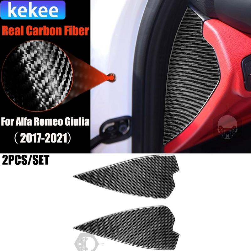 Carbon Fiber Car Accessories Dashboard Side Door Panel Modified Interior Trim Cover Soft Sticker For Alfa Romeo Giulia 2017-