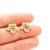 Korean Fashion Stainless Steel Plant Earrings Women Wedding Zircon Sweet Metal Flower Earings Small Lily Studs Mother Gifts