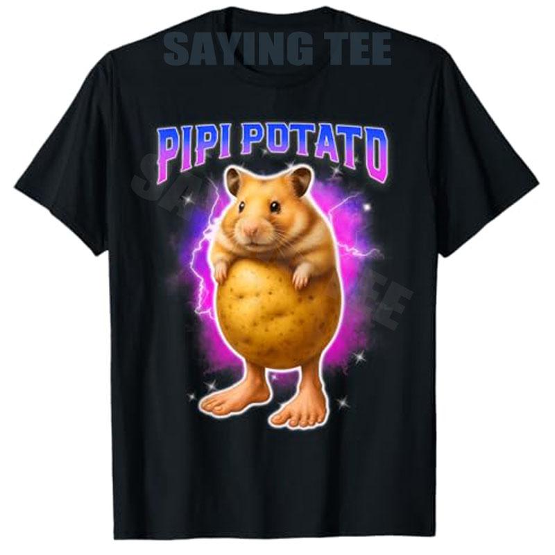 PIPI Potato Italian Brainrot Funny Hamster Meme T-Shirt Girls Fashion Y2k Hilarious Pipi Potato Graphic Saying Tee Novelty Gift