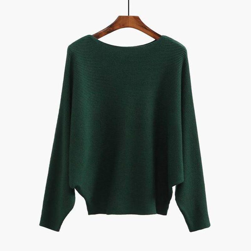 Loose Long Sleeve One-Line Collar Top Loose Long Sleeves off-Shoulder Top Female