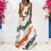 Women Plus Size Scoop Neck Strappy Sleeveless Printed A Line Maxi Dress