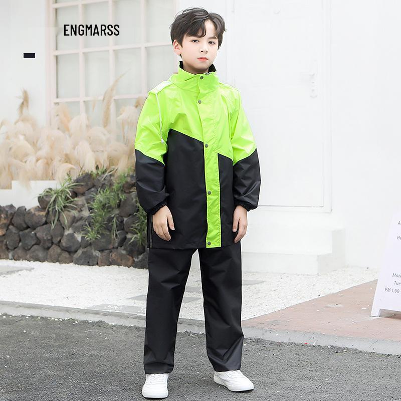 Kid's Raincoat & Pants Set with Large Brim and Backpack Slot for Boys and Girls